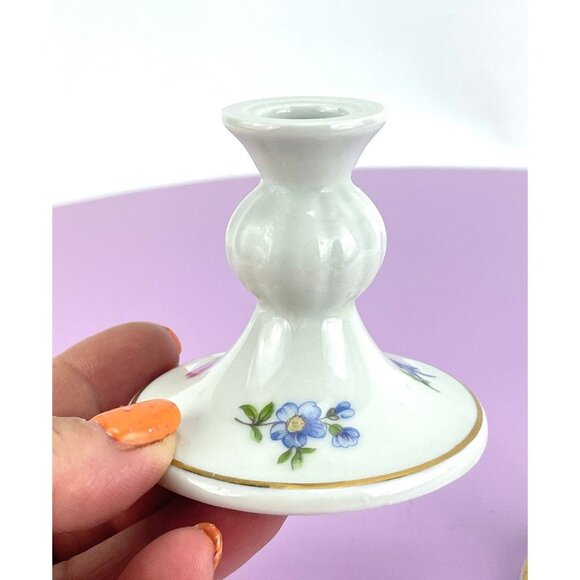 Vintage 80s GDR porcelain mini candle holders, East Germany candlesticks, pair - Picture 2 of 9